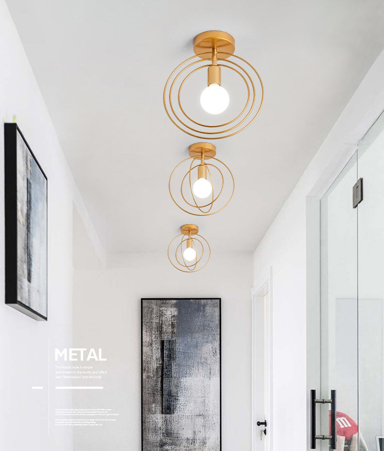 Rotatable Metal Frame Simplicity Ceiling Light Single Bulb Modern Style Aisle Lighting Fixture