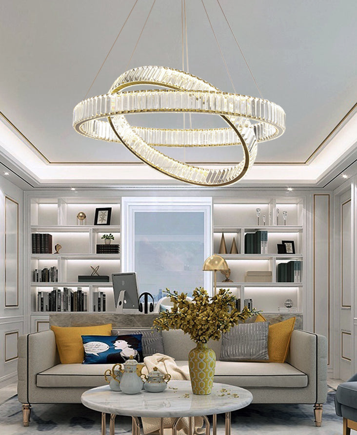 Circular Pendant Lighting Fixtures Modern Crystal Ceiling Chandelier