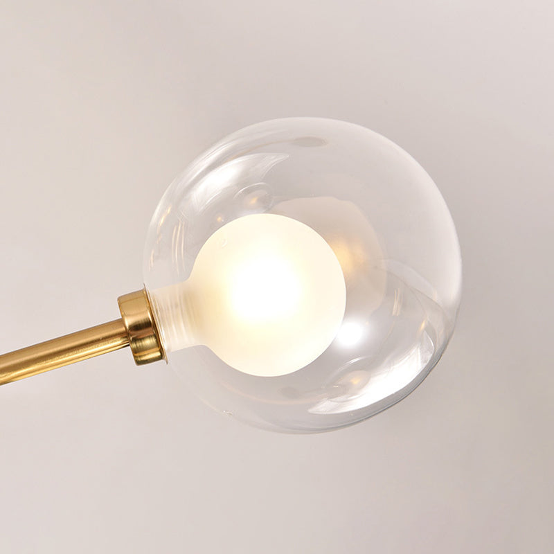 Transparent Glass Orb Branch-shaped Chandelier Contemporary Simplicity Style Lighting Fixture in Electroplated Gold