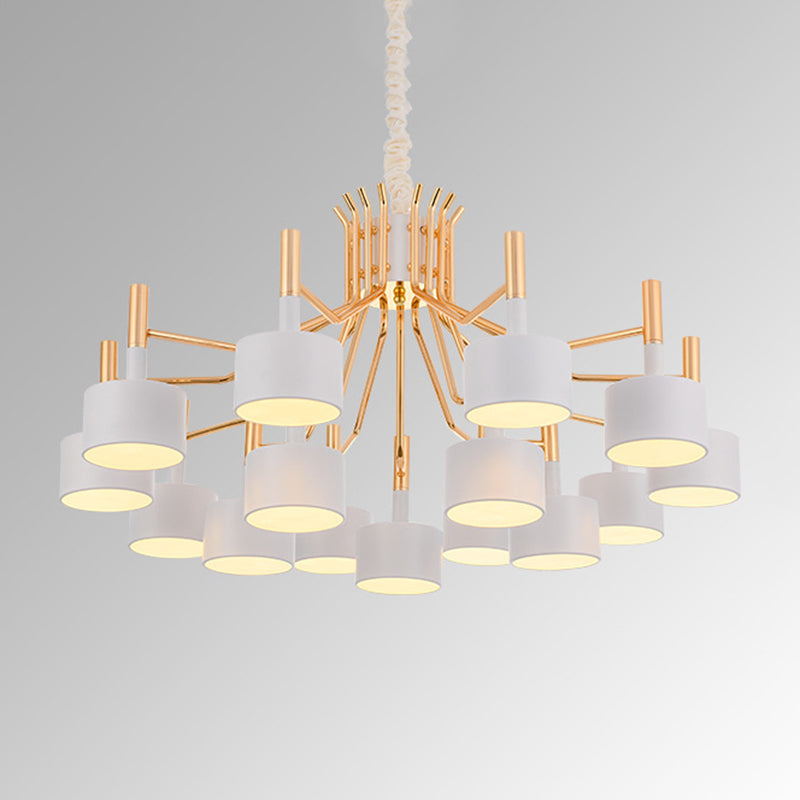 Drum Shade Chandelier Light Post-modern Metal Living Room Suspended Lighting Fixture