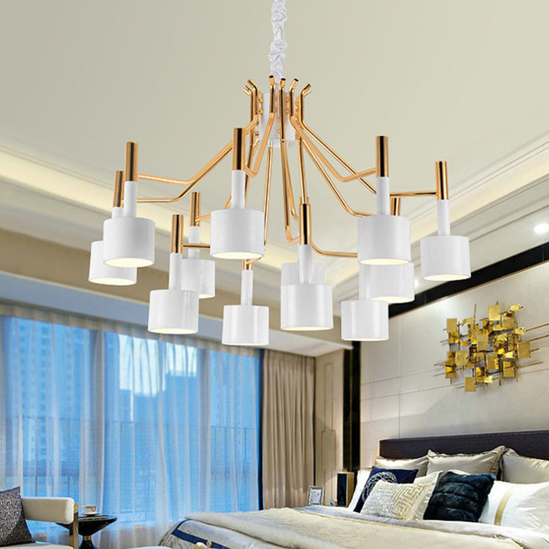 Drum Shade Chandelier Light Post-modern Metal Living Room Suspended Lighting Fixture