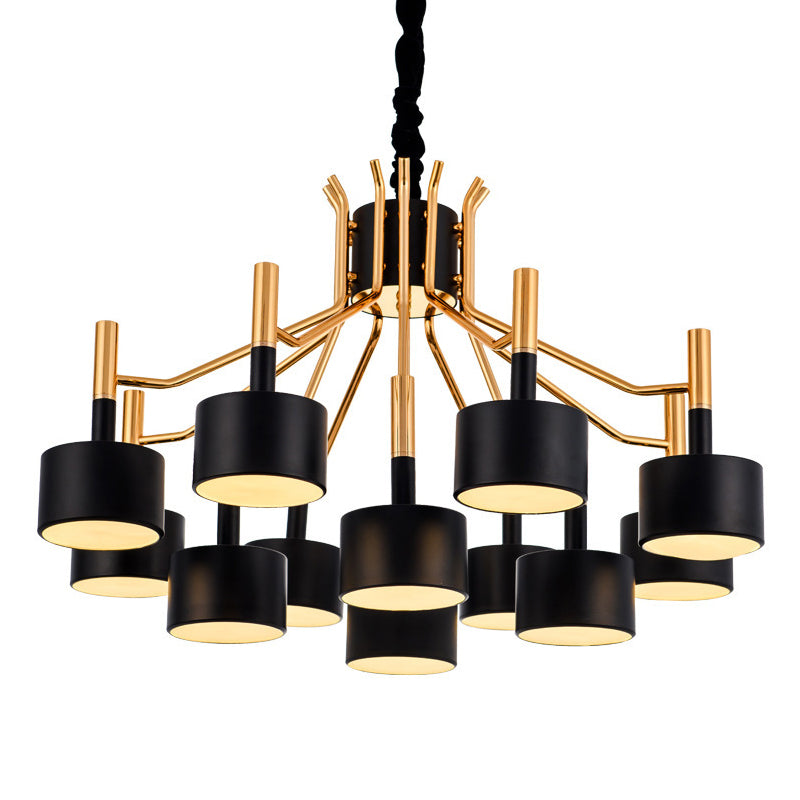 Drum Shade Chandelier Light Post-modern Metal Living Room Suspended Lighting Fixture