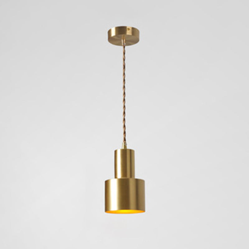 Brass Shaded Suspension Pendant Lamp Industrial Metal 1 Head Study Room Hanging Light