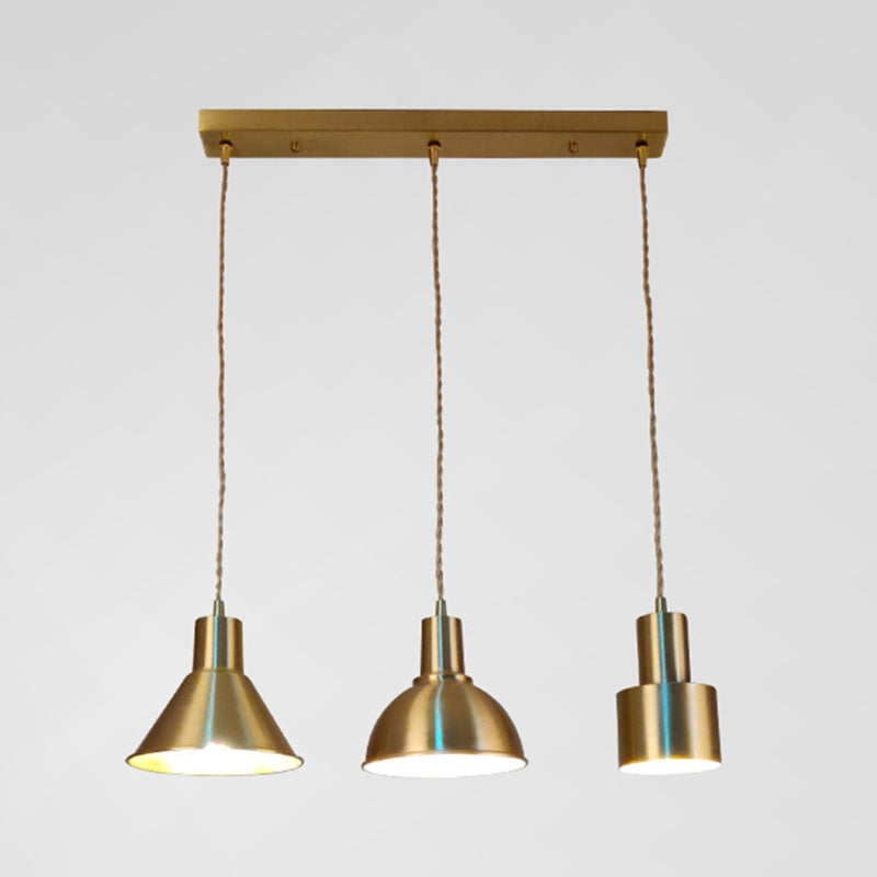 Brass Shaded Suspension Pendant Lamp Industrial Metal 1 Head Study Room Hanging Light