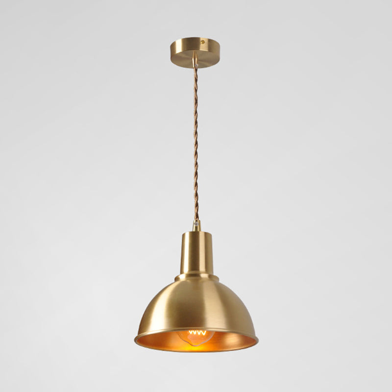 Brass Shaded Suspension Pendant Lamp Industrial Metal 1 Head Study Room Hanging Light