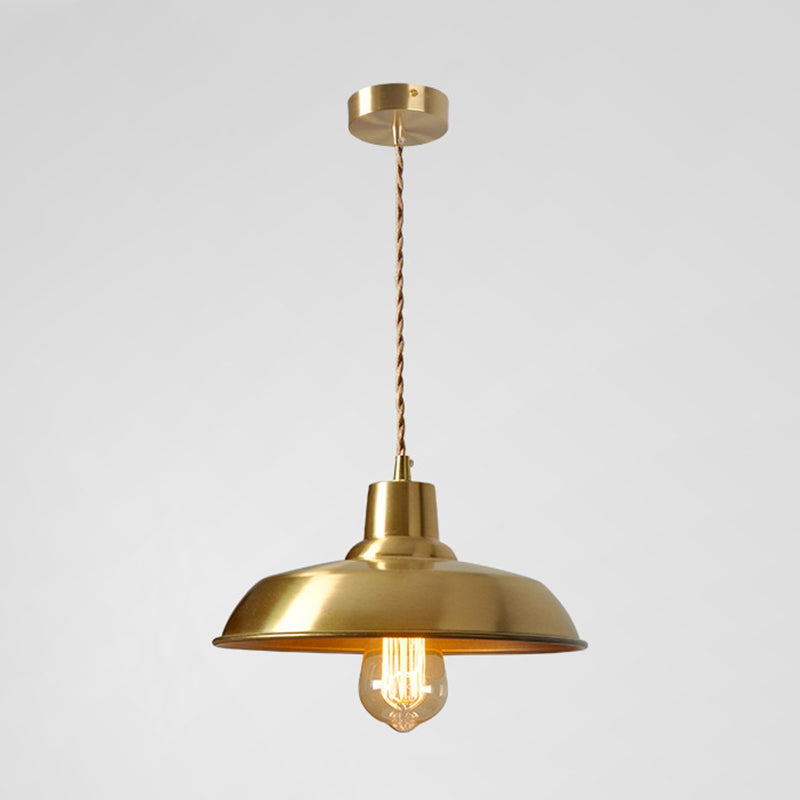 Brass Shaded Suspension Pendant Lamp Industrial Metal 1 Head Study Room Hanging Light