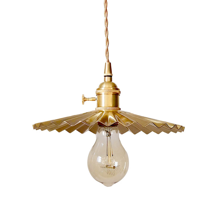 Brass Shaded Suspension Pendant Lamp Industrial Metal 1 Head Study Room Hanging Light