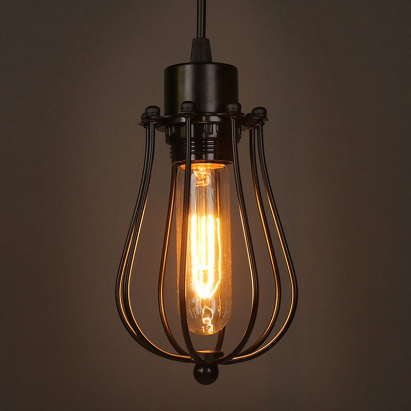 Lampada a sospensione in metallo in stile industriale Restauranti in gabbia Black Appedful Assiconte Light