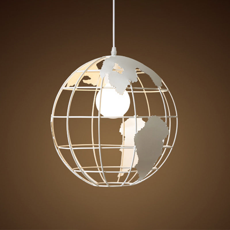 Cage Globe Restaurant Pendant Light Industrial-Style Metal Hanging Pendant Light