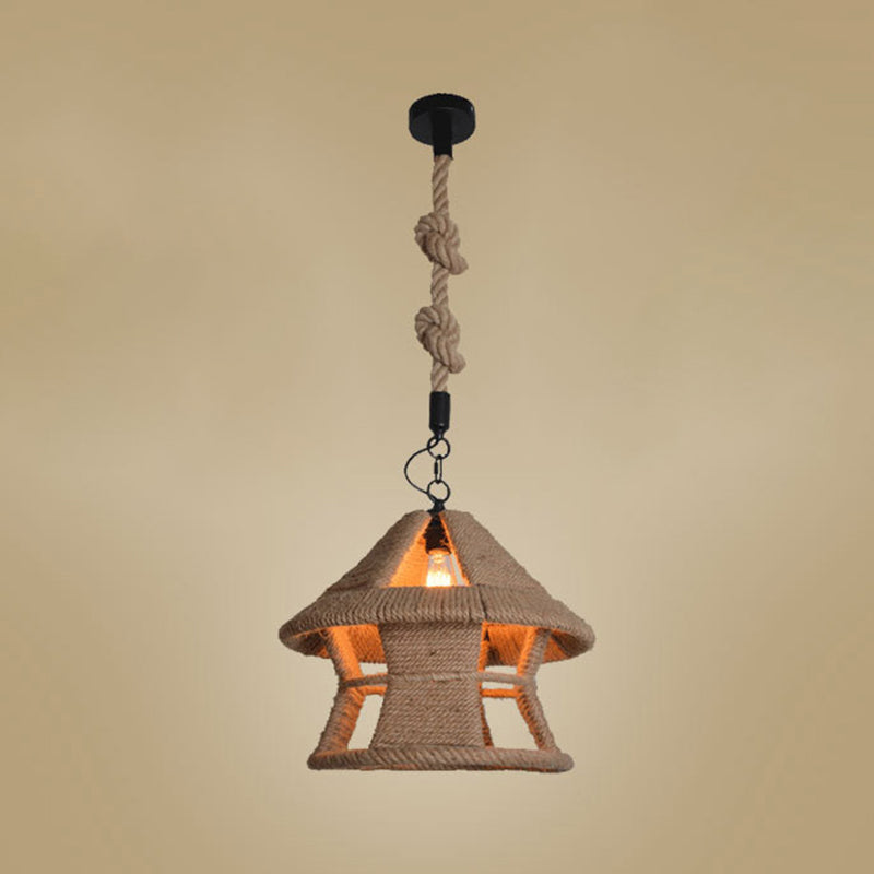 Touw beige hanglampverlichting armatuur gearceerde industriële stijl hanglamp met een hanglamp