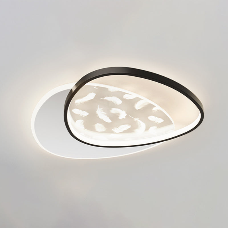 Aluminium Black LED Semi Flush Mount in Modern Concise Style Feather Indoor Ceiling Fixture with Acrylic Shade