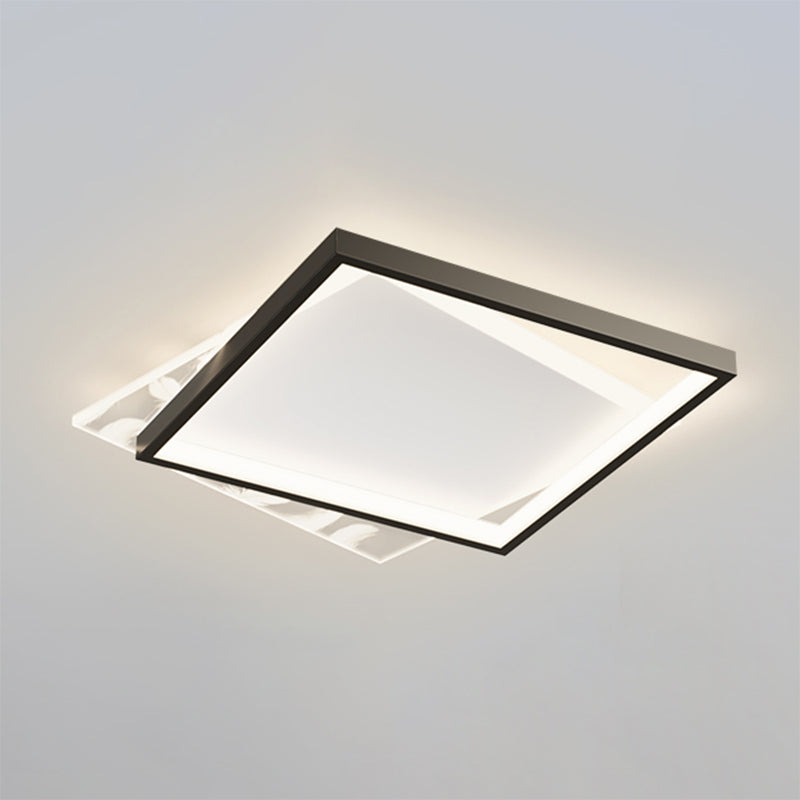 Aluminium Black LED Semi Flush Mount in modernen prägnanten Feder -Innendecke mit Acrylschatten