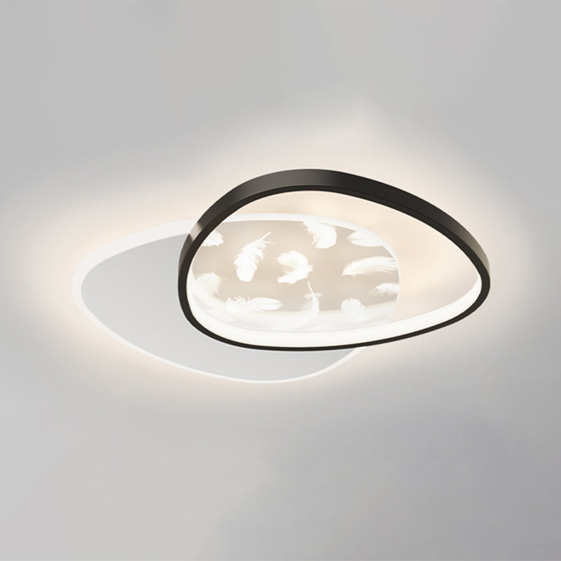 Aluminium Black LED Semi Flush Mount in Modern Concise Style Feather Indoor Ceiling Fixture with Acrylic Shade