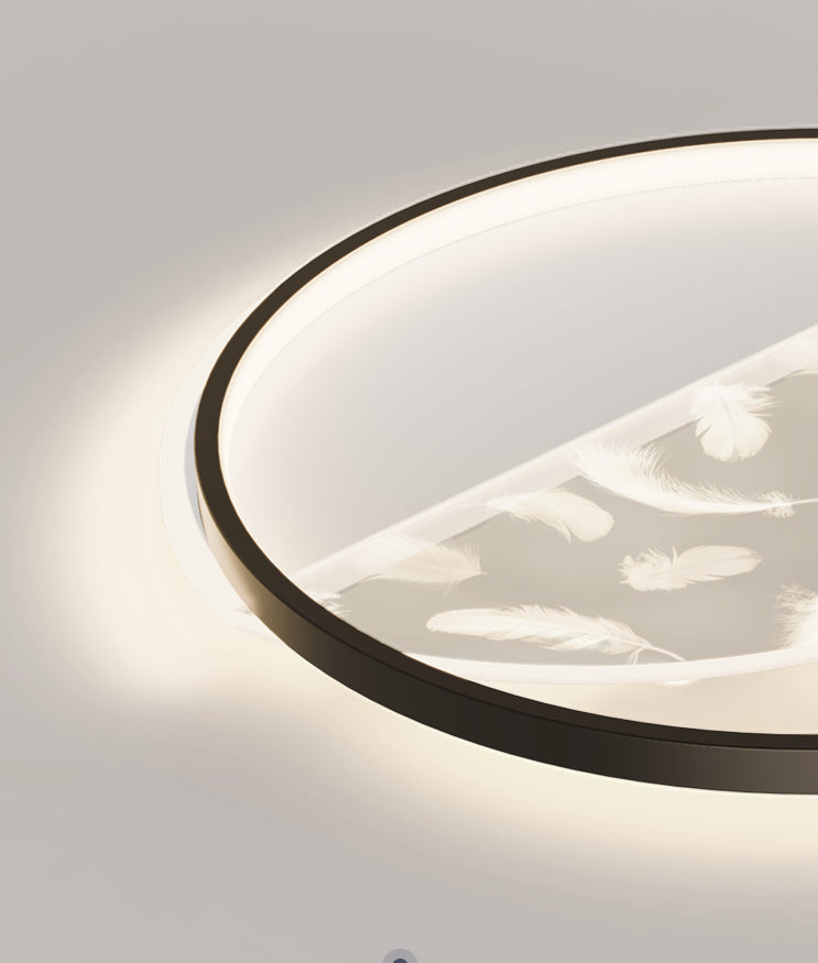 Aluminium Black LED Semi Flush Mount in Modern Concise Style Feather Indoor Ceiling Fixture with Acrylic Shade