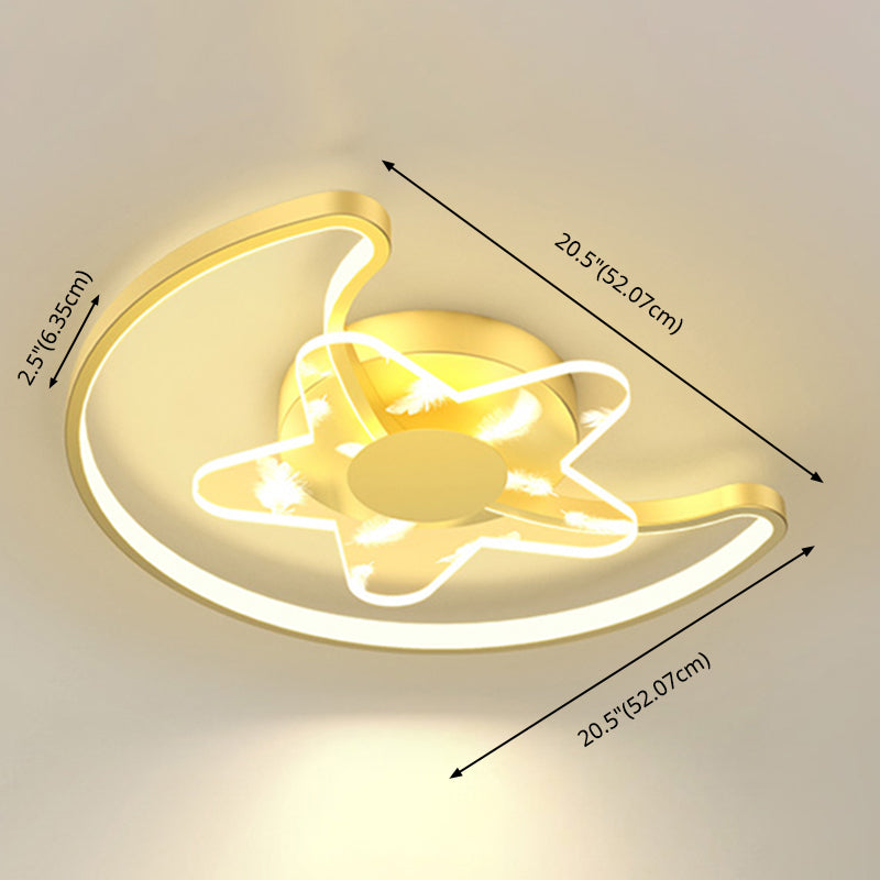 Montaje semi descarga LED de oro acrílico en moderna luz de techo de plumas de estilo singular para espacios interiores