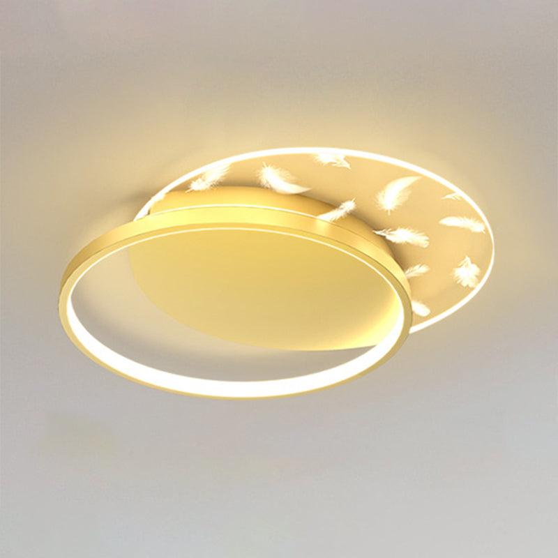 Plafonnage à LED de plume moderne à la mode Métal Semi Flush Mount avec une teinte acrylique