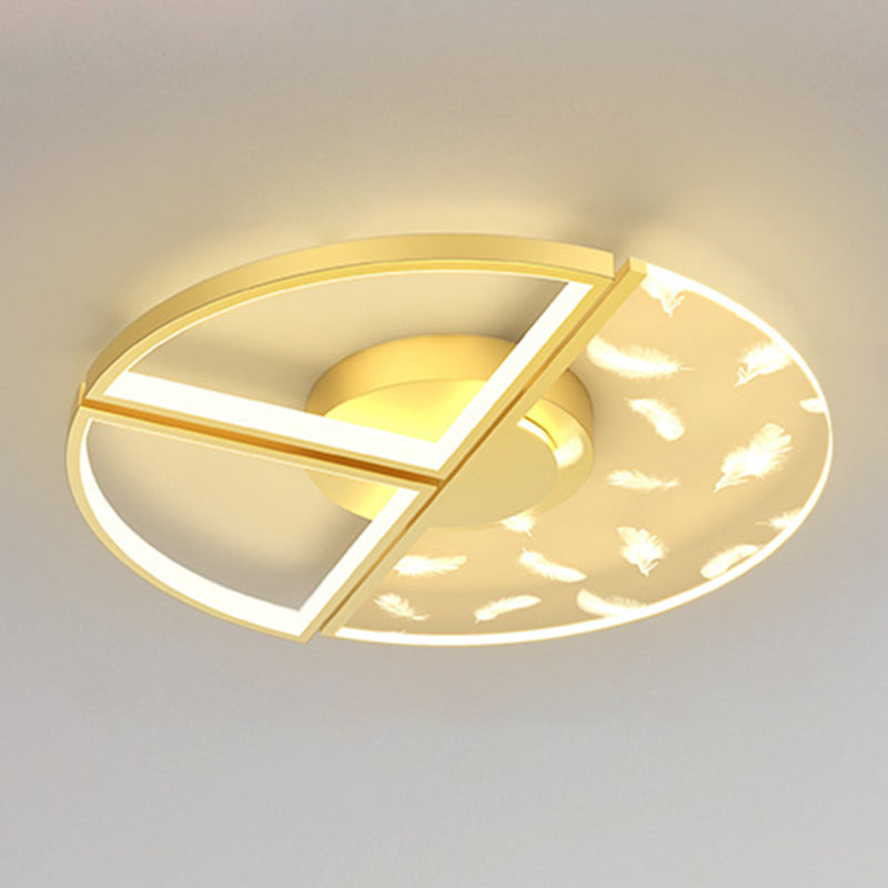 Modern Fashionable Feather LED Ceiling Fixture Metal Indoor Semi Flush Mount with Acrylic Shade