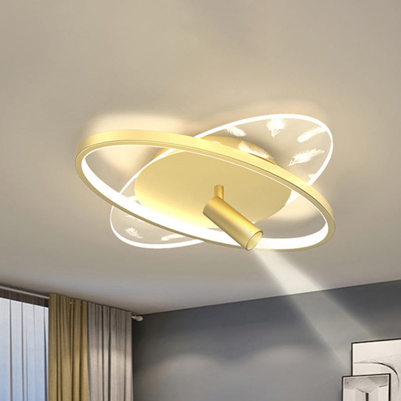 Modern Fashionable Feather LED Ceiling Fixture Metal Indoor Semi Flush Mount with Acrylic Shade