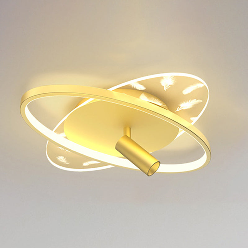 Plafonnage à LED de plume moderne à la mode Métal Semi Flush Mount avec une teinte acrylique