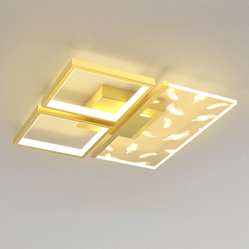 Plafonnage à LED de plume moderne à la mode Métal Semi Flush Mount avec une teinte acrylique