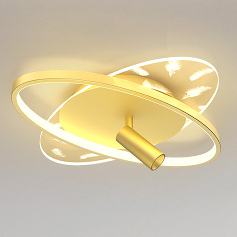 Modern Fashionable Feather LED Ceiling Fixture Metal Indoor Semi Flush Mount with Acrylic Shade