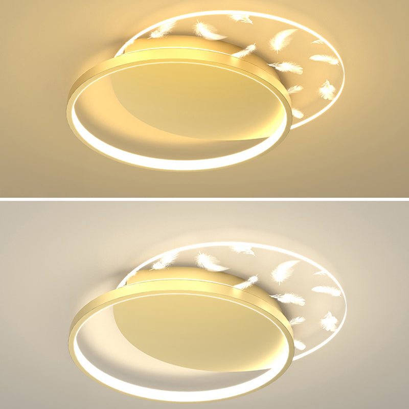 Plafonnage à LED de plume moderne à la mode Métal Semi Flush Mount avec une teinte acrylique