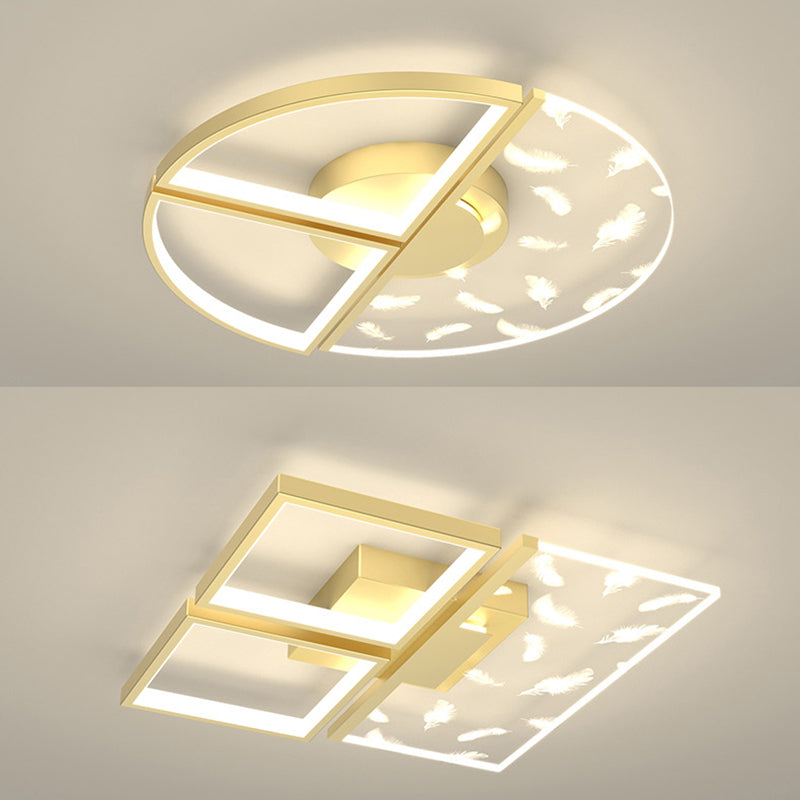 Plafonnage à LED de plume moderne à la mode Métal Semi Flush Mount avec une teinte acrylique