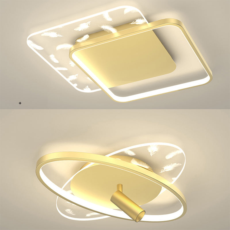 Plafonnage à LED de plume moderne à la mode Métal Semi Flush Mount avec une teinte acrylique