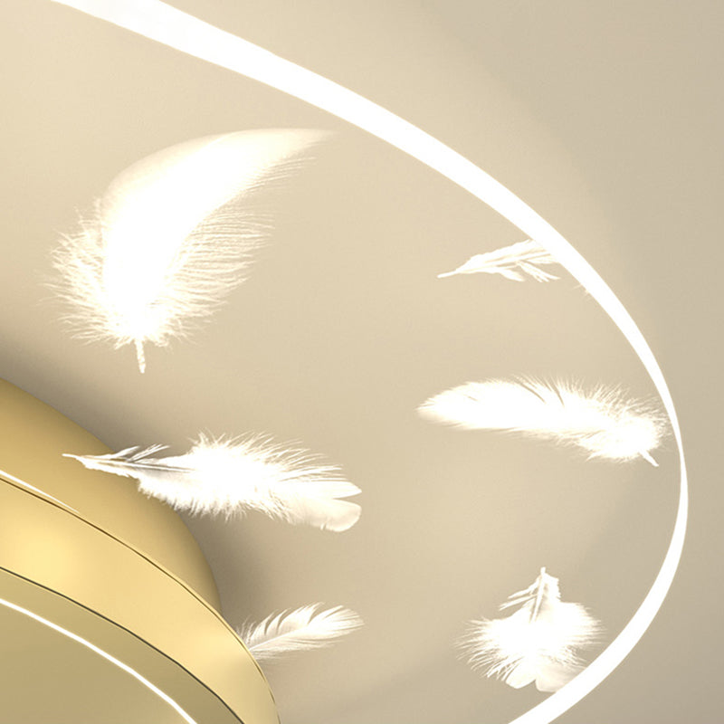 Modern Fashionable Feather LED Ceiling Fixture Metal Indoor Semi Flush Mount with Acrylic Shade