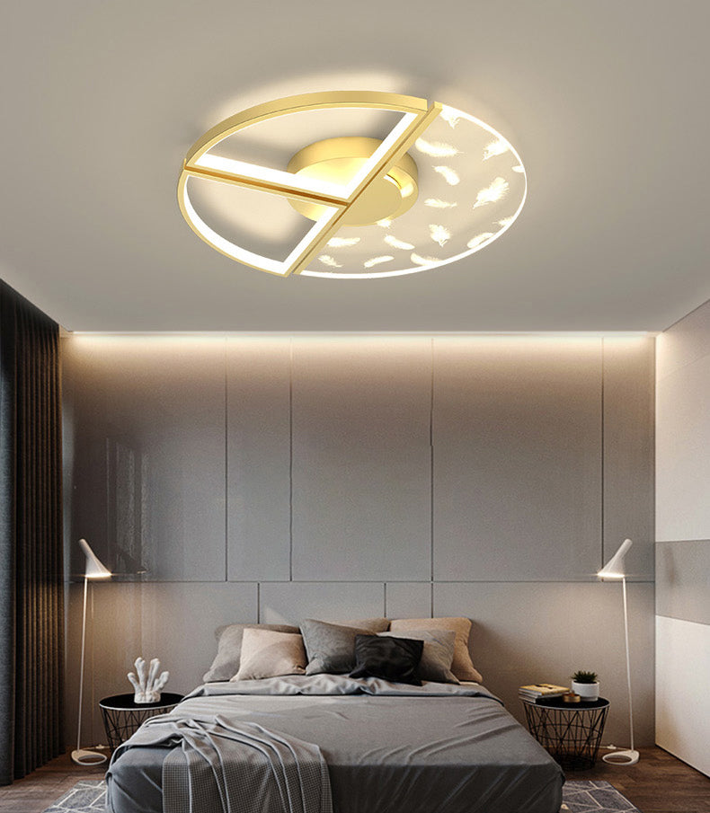 Modern Fashionable Feather LED Ceiling Fixture Metal Indoor Semi Flush Mount with Acrylic Shade