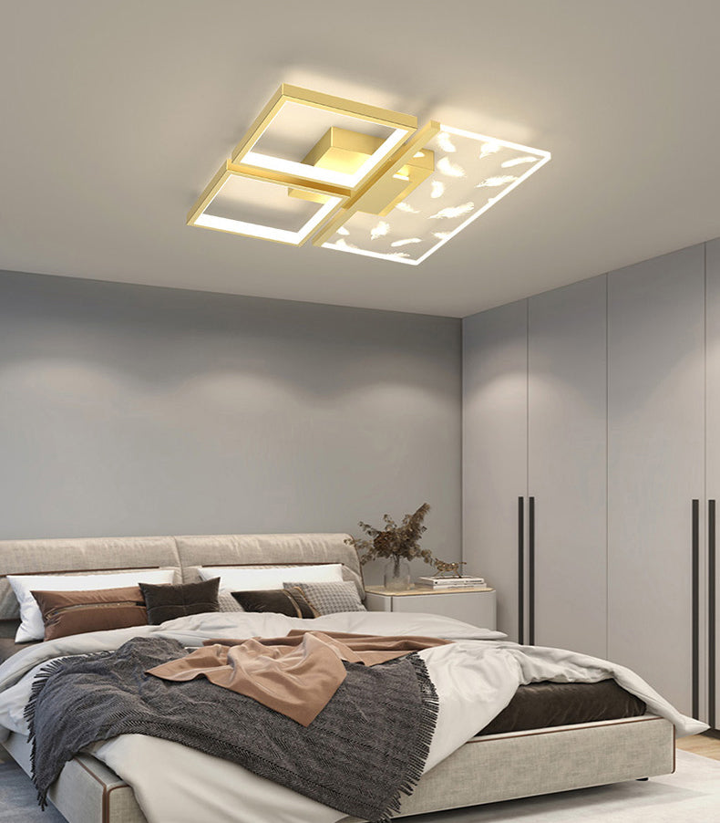 Plafonnage à LED de plume moderne à la mode Métal Semi Flush Mount avec une teinte acrylique