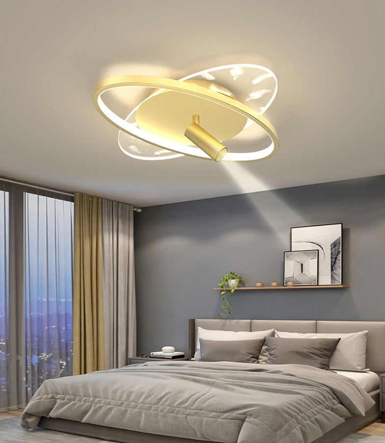 Modern Fashionable Feather LED Ceiling Fixture Metal Indoor Semi Flush Mount with Acrylic Shade