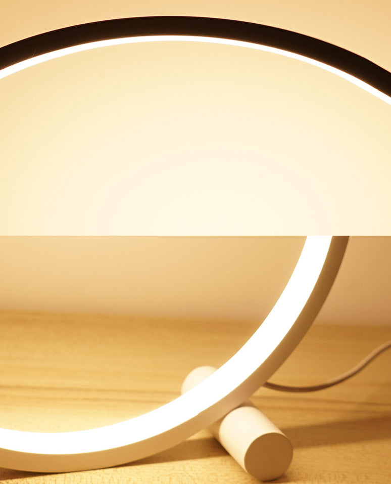 Lámpara de mesa LED de 1 cabeza de noche de anillo de anillo de halo simple con cable de alimentación USB