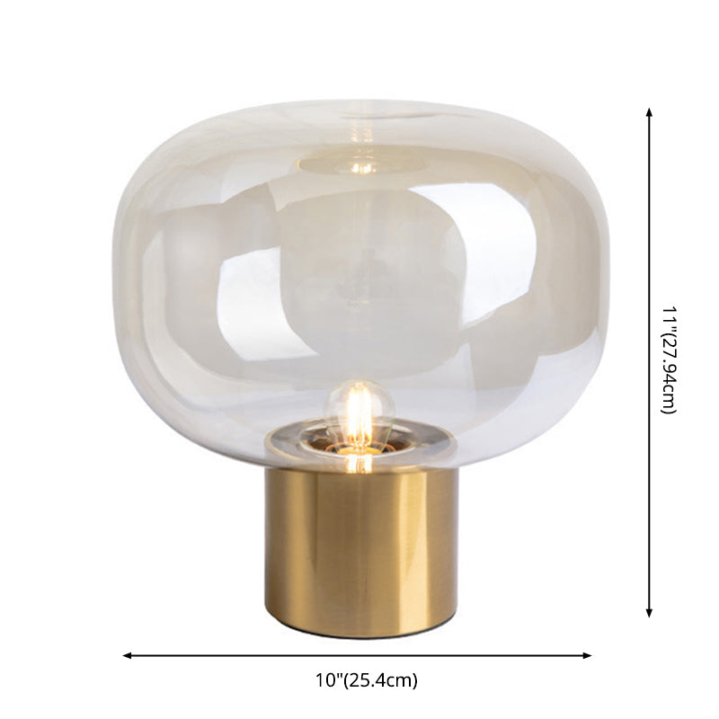 Nordic Style Mushroom-shaped Table Lamp 9.8 Inches Wide Single Bulb Glass Shade Nightstand Light in Electroplated Gold