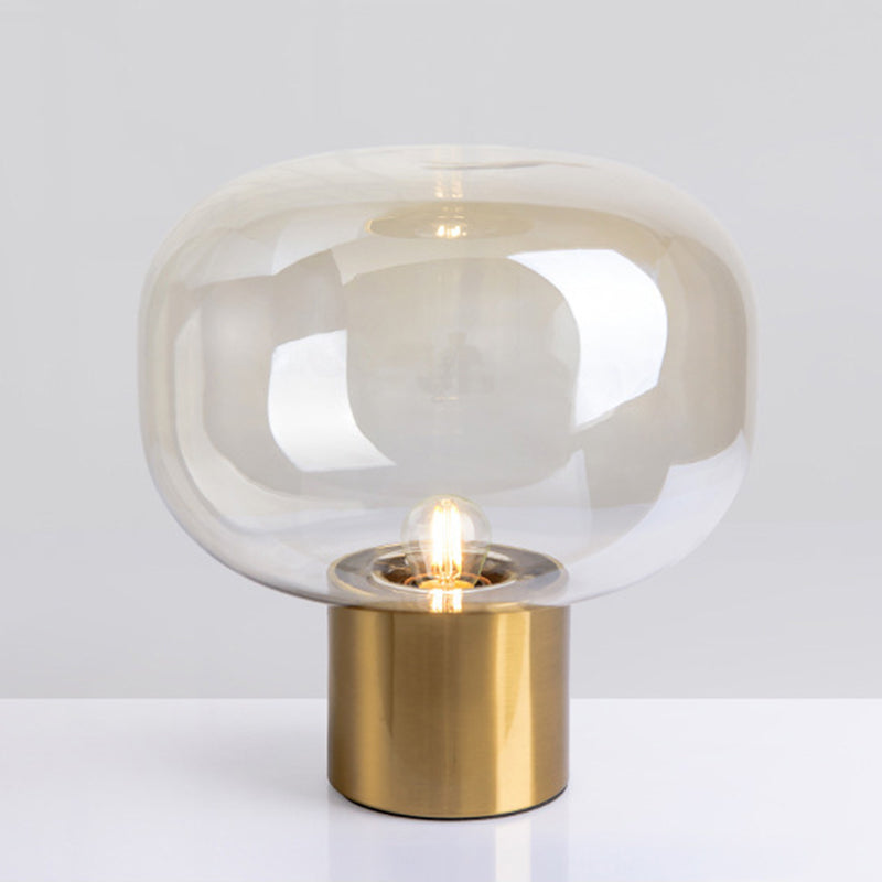 Nordic Style Mushroom-shaped Table Lamp 9.8 Inches Wide Single Bulb Glass Shade Nightstand Light in Electroplated Gold