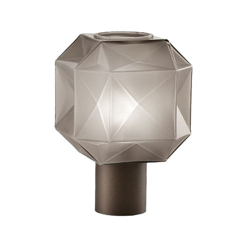 Diamond Geometric Design Glass Table Lamp 11" Wide Nordic Simplicity Style Nightstand Light in Smoke Grey