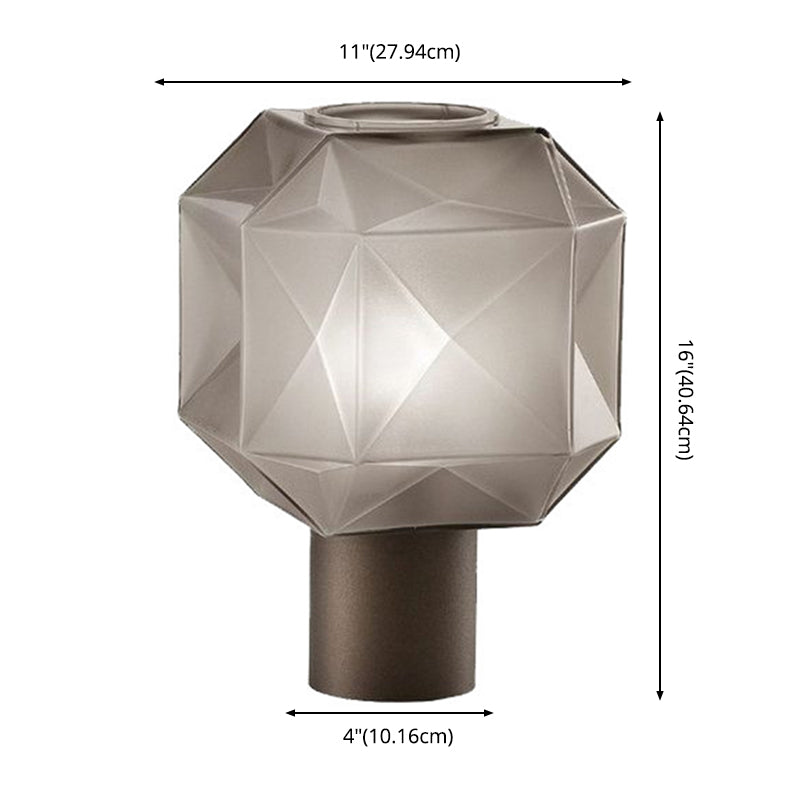 Diamond Geometric Design Glass Table Lamp 11" Wide Nordic Simplicity Style Nightstand Light in Smoke Grey