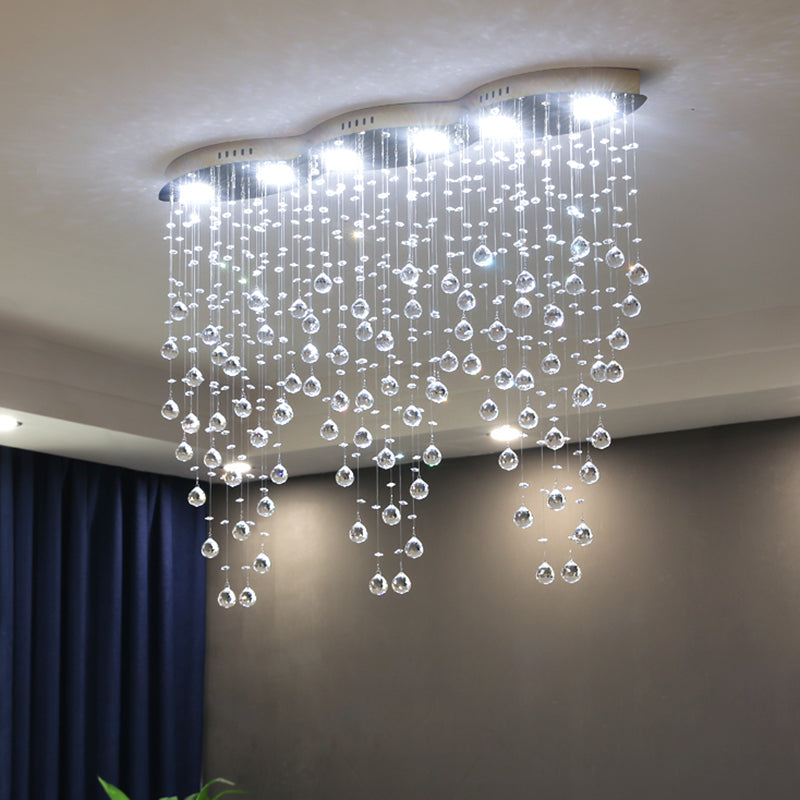 Raindrop Crystal Ceiling Mounted Fixture Modern LED Gold Flush Mount Lamp for Living Room