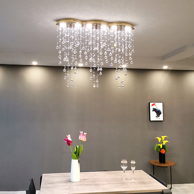 Raindrop Crystal Plafond Opgezette Fixture Moderne LED Gouden Flush Mount Lamp voor Woonkamer