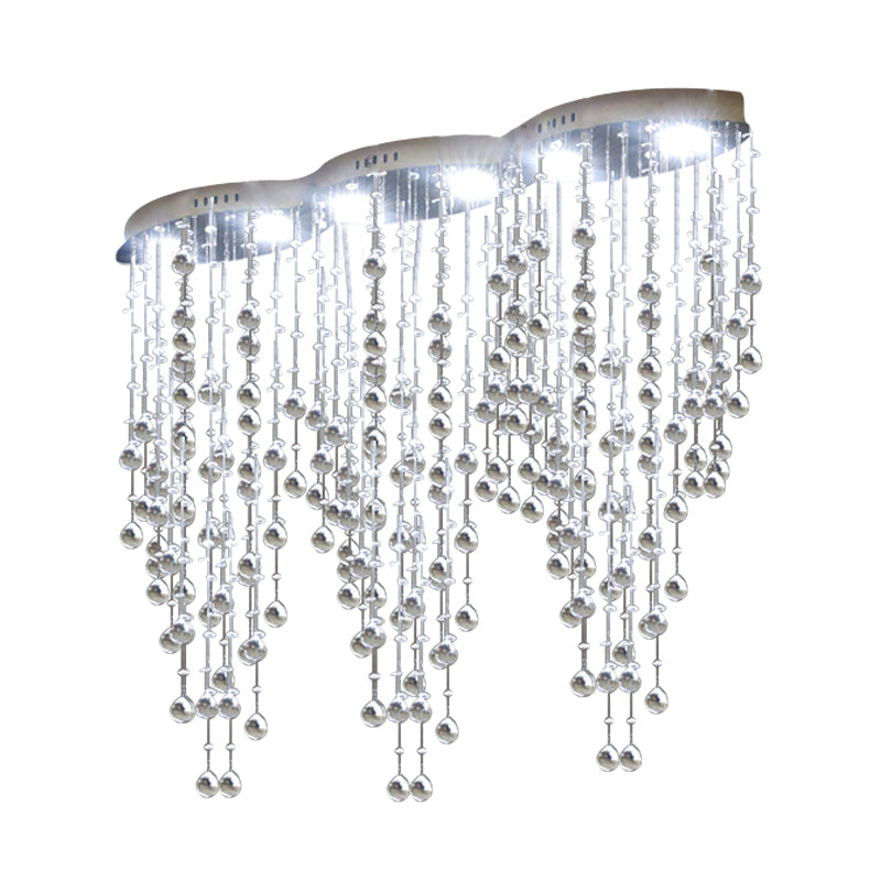 Raindrop Crystal Ceiling Mounted Fixture Modern LED Gold Flush Mount Lamp for Living Room