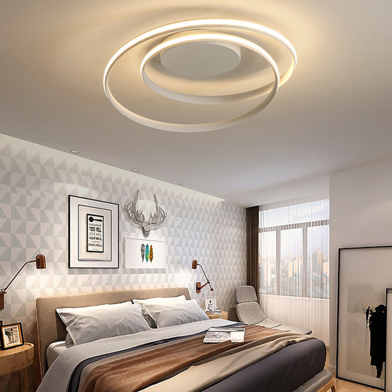 Circular Semi Flush Mount Lighting Contemporary Aluminum Ceiling Light Fixtures for Bedroom