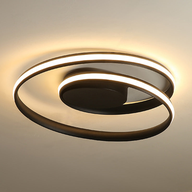 Circular Semi Flush Mount Lighting Contemporary Aluminum Ceiling Light Fixtures for Bedroom