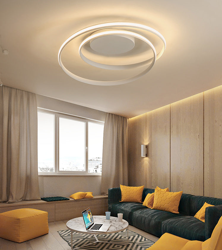 Circular Semi Flush Mount Lighting Contemporary Aluminum Ceiling Light Fixtures for Bedroom