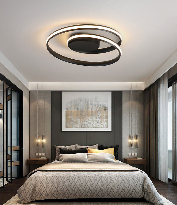 Circular Semi Flush Mount Lighting Contemporary Aluminum Ceiling Light Fixtures for Bedroom