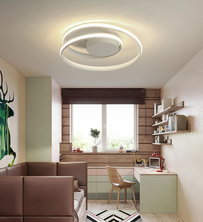 Circular Semi Flush Mount Lighting Contemporary Aluminum Ceiling Light Fixtures for Bedroom