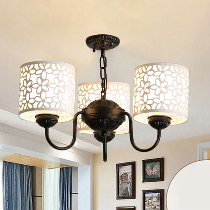 3-Light Shaded Flush Chandelier Minimalist Dining Room Semi Flush Mount Ceiling Light