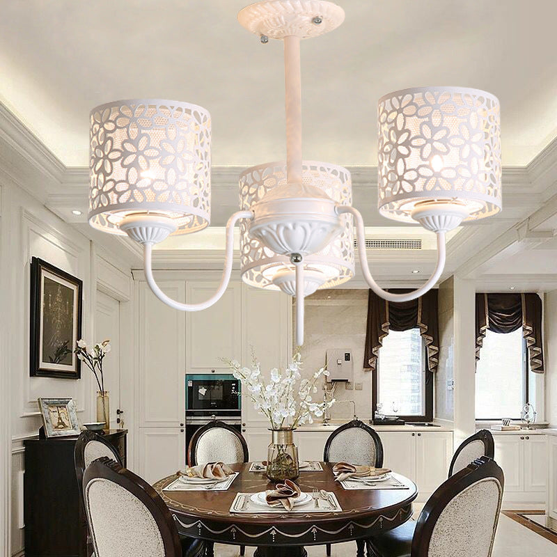 3-Light Shaded Flush Chandelier Minimalist Dining Room Semi Flush Mount Ceiling Light