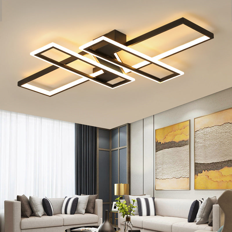 Modern Minimalist Metal Ceiling Lamp Geometric Shape LED Semi Flush Mount Lighting for Bedroom