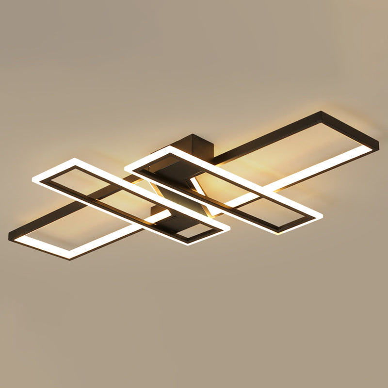 Modern Minimalist Metal Ceiling Lamp Geometric Shape LED Semi Flush Mount Lighting for Bedroom