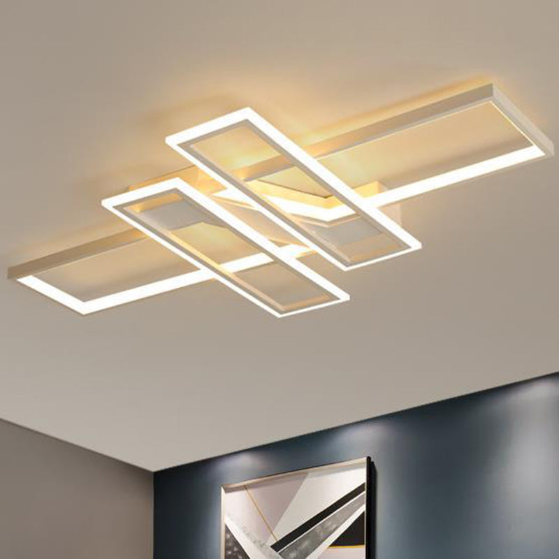 Modern Minimalist Metal Ceiling Lamp Geometric Shape LED Semi Flush Mount Lighting for Bedroom